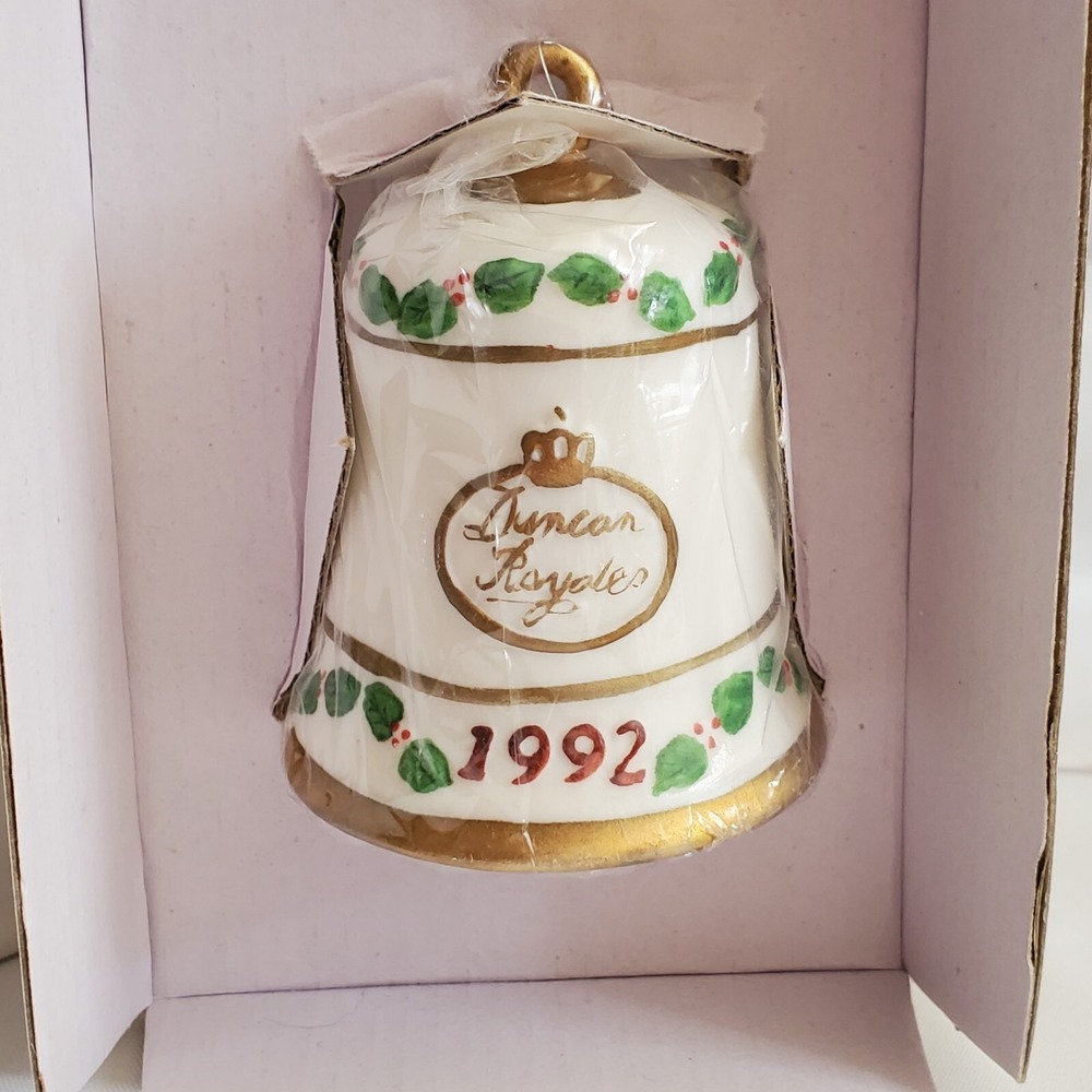 VTG Christmas Duncan Royale Ornament Medieval Santa Claus Bell And Stand 1992